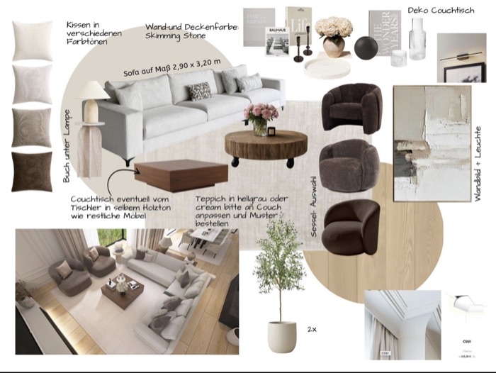 Moodboard für ein Wohnzimmer